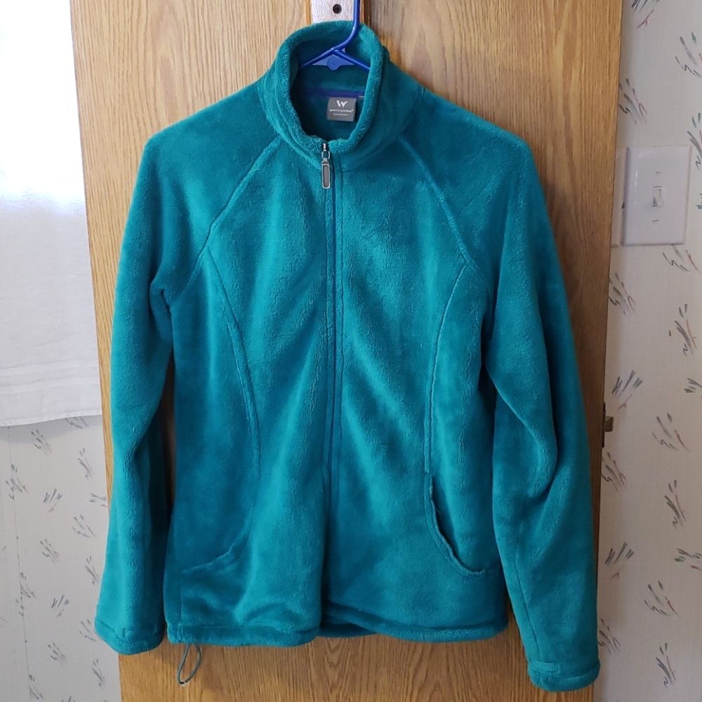 Fuzzy Aqua colored zip up